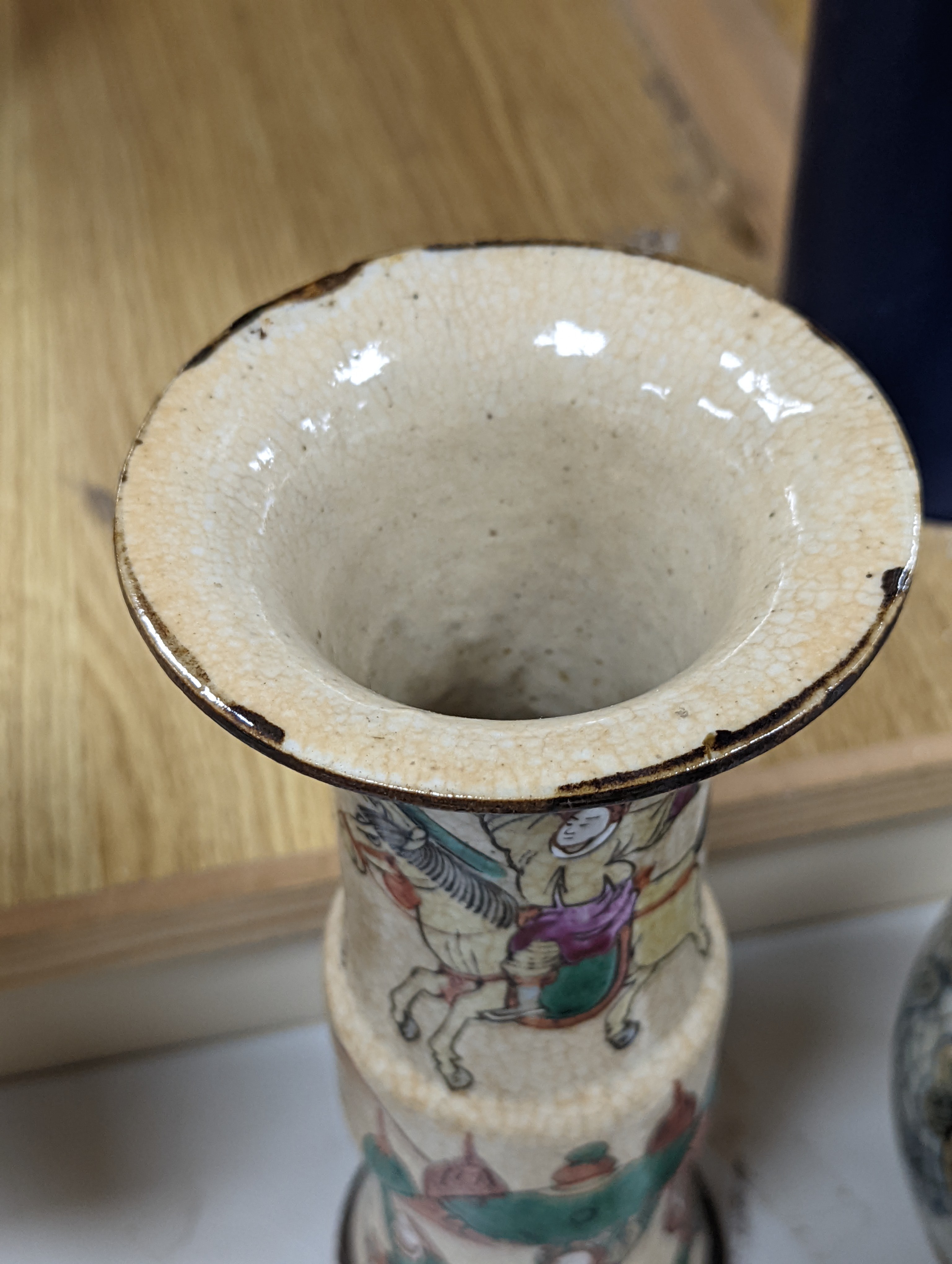 A group of 19th/20th century Chinese crackle glaze vases, tallest 30 cms high.